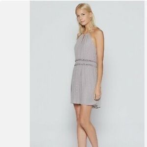 Joie Althia Gray Silver Silk sleeveless metallic mini dress